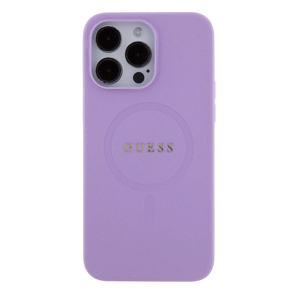 Apple iPhone 15 Pro Max Uyumlu Kılıf Guess Orjinal Lisanslı Magsafe Şarj Özellikli Yazı Logolu Saffiano Kapak - 2
