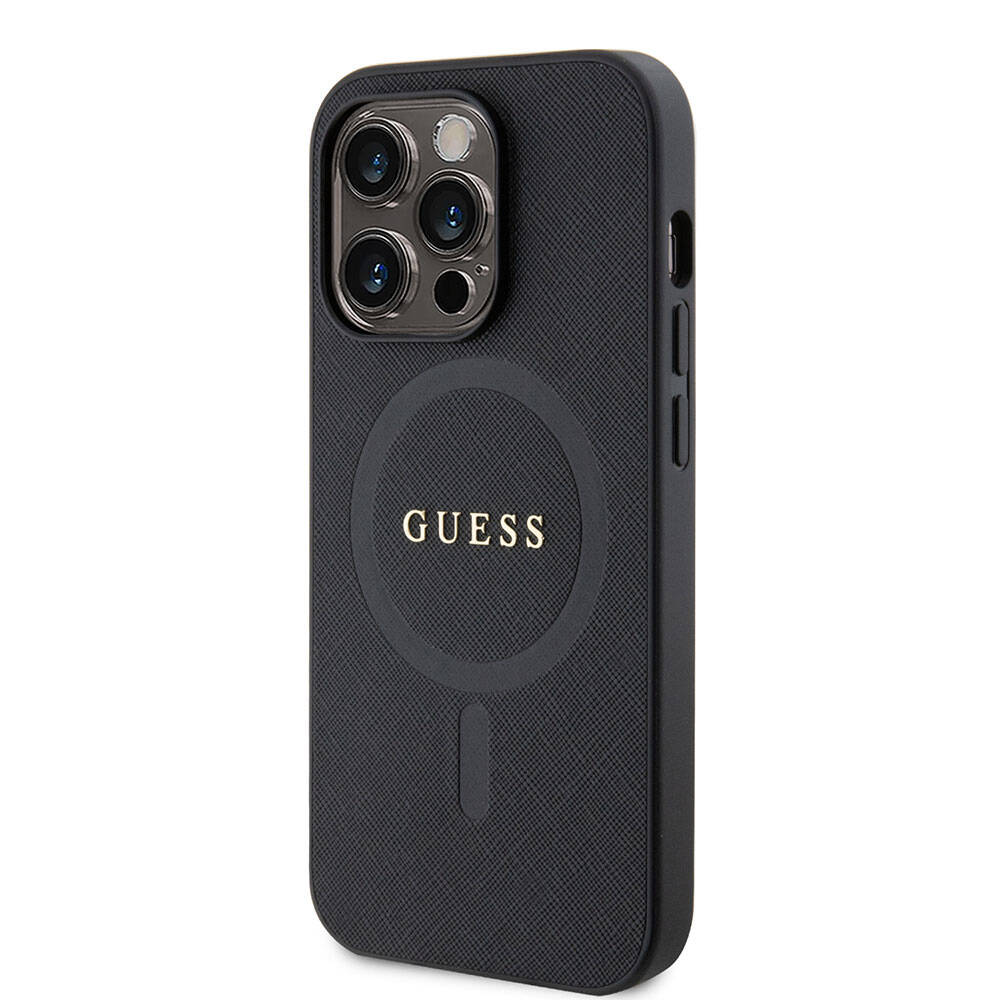 Apple iPhone 15 Pro Max Uyumlu Kılıf Guess Orjinal Lisanslı Magsafe Şarj Özellikli Yazı Logolu Saffiano Kapak - 8