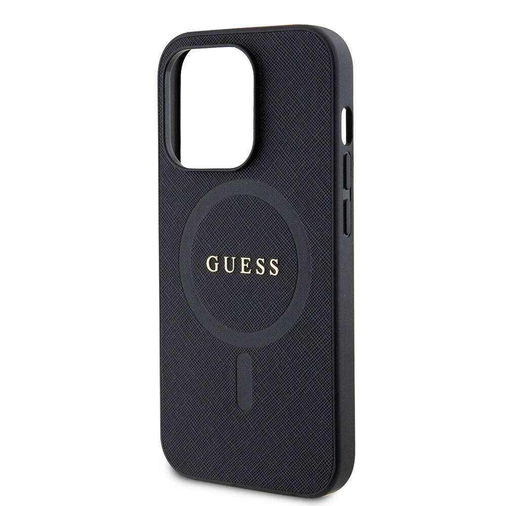 Apple iPhone 15 Pro Max Uyumlu Kılıf Guess Orjinal Lisanslı Magsafe Şarj Özellikli Yazı Logolu Saffiano Kapak - 11