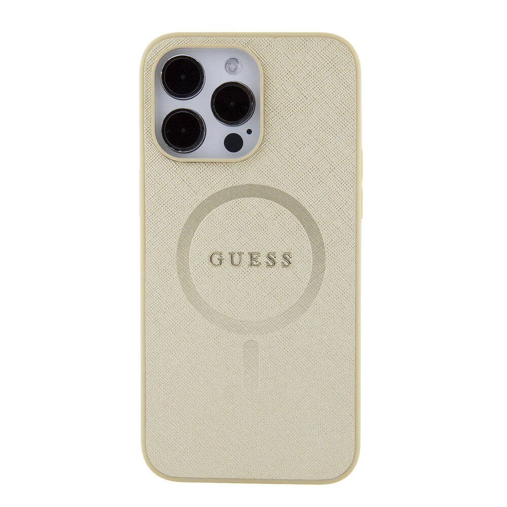Apple iPhone 15 Pro Max Uyumlu Kılıf Guess Orjinal Lisanslı Magsafe Şarj Özellikli Yazı Logolu Saffiano Kapak - 16