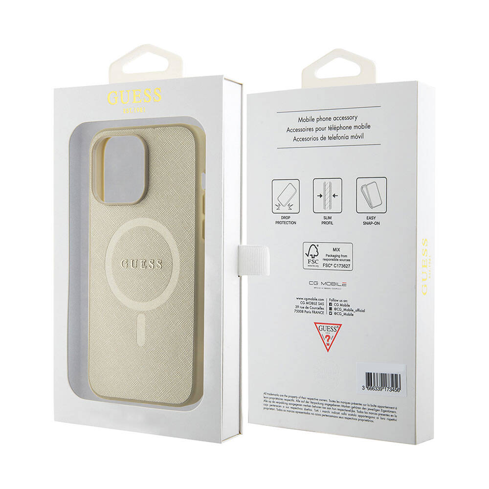 Apple iPhone 15 Pro Max Uyumlu Kılıf Guess Orjinal Lisanslı Magsafe Şarj Özellikli Yazı Logolu Saffiano Kapak - 20