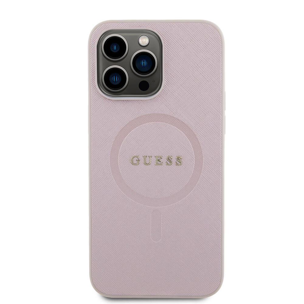 Apple iPhone 15 Pro Max Uyumlu Kılıf Guess Orjinal Lisanslı Magsafe Şarj Özellikli Yazı Logolu Saffiano Kapak - 23
