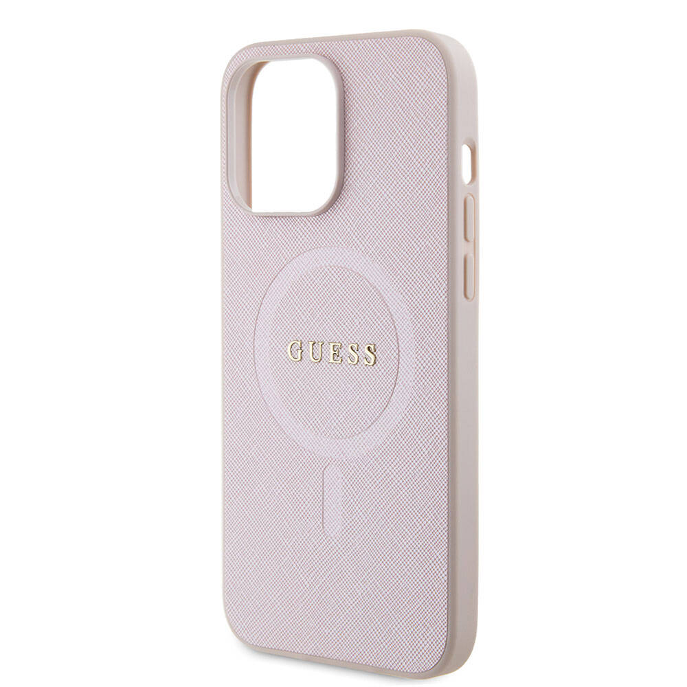 Apple iPhone 15 Pro Max Uyumlu Kılıf Guess Orjinal Lisanslı Magsafe Şarj Özellikli Yazı Logolu Saffiano Kapak - 25