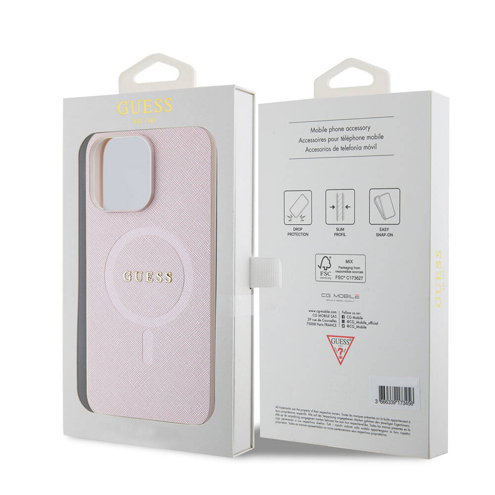 Apple iPhone 15 Pro Max Uyumlu Kılıf Guess Orjinal Lisanslı Magsafe Şarj Özellikli Yazı Logolu Saffiano Kapak - 27