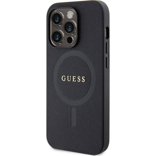 Apple iPhone 15 Pro Max Uyumlu Kılıf Guess Orjinal Lisanslı Magsafe Şarj Özellikli Yazı Logolu Saffiano Kapak