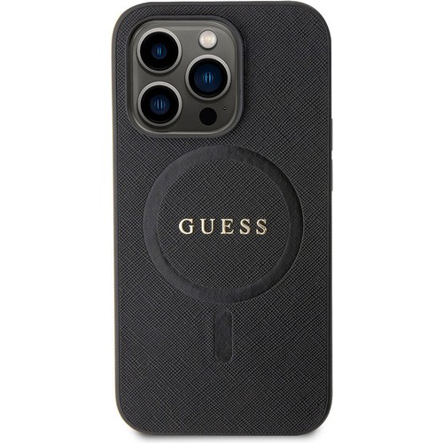 Apple iPhone 15 Pro Max Uyumlu Kılıf Guess Orjinal Lisanslı Magsafe Şarj Özellikli Yazı Logolu Saffiano Kapak