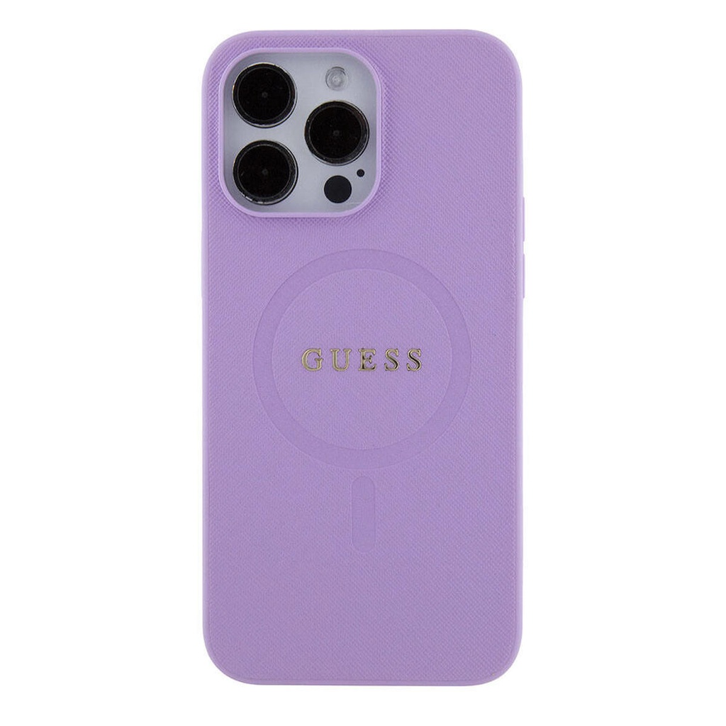 Apple iPhone 15 Pro Max Uyumlu Kılıf Guess Orjinal Lisanslı Magsafe Şarj Özellikli Yazı Logolu Saffiano Kapak