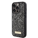 Apple iPhone 15 Pro Uyumlu Kılıf Guess Orjinal Lisanslı Taşlı Arka Yüzey Metal Yazı Logolu Kapak - 9