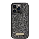 Apple iPhone 15 Pro Uyumlu Kılıf Guess Orjinal Lisanslı Taşlı Arka Yüzey Metal Yazı Logolu Kapak - 11
