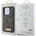 Apple iPhone 15 Pro Uyumlu Kılıf Guess Orjinal Lisanslı Taşlı Arka Yüzey Metal Yazı Logolu Kapak