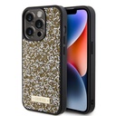 Apple iPhone 15 Pro Uyumlu Kılıf Guess Orjinal Lisanslı Taşlı Arka Yüzey Metal Yazı Logolu Kapak