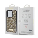 Apple iPhone 15 Pro Uyumlu Kılıf Guess Orjinal Lisanslı Taşlı Arka Yüzey Metal Yazı Logolu Kapak