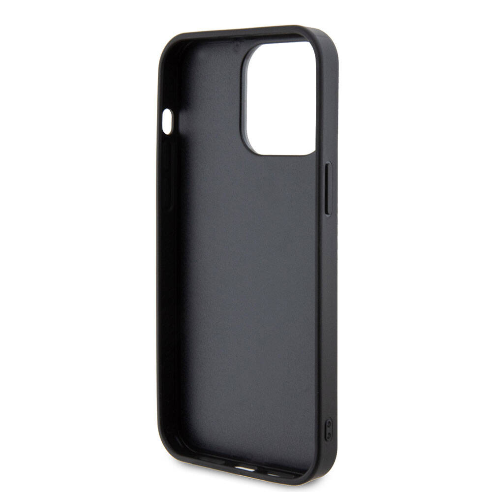 Apple iPhone 15 Pro Max Uyumlu Kılıf Guess Orjinal Lisanslı Taşlı Arka Yüzey Metal Yazı Logolu Kapak - 5