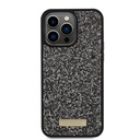 Apple iPhone 15 Pro Max Uyumlu Kılıf Guess Orjinal Lisanslı Taşlı Arka Yüzey Metal Yazı Logolu Kapak - 9