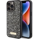 Apple iPhone 15 Pro Max Uyumlu Kılıf Guess Orjinal Lisanslı Taşlı Arka Yüzey Metal Yazı Logolu Kapak