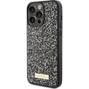 Apple iPhone 15 Pro Max Uyumlu Kılıf Guess Orjinal Lisanslı Taşlı Arka Yüzey Metal Yazı Logolu Kapak