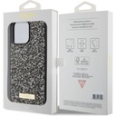 Apple iPhone 15 Pro Max Uyumlu Kılıf Guess Orjinal Lisanslı Taşlı Arka Yüzey Metal Yazı Logolu Kapak