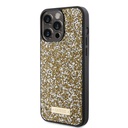 Apple iPhone 15 Pro Max Uyumlu Kılıf Guess Orjinal Lisanslı Taşlı Arka Yüzey Metal Yazı Logolu Kapak