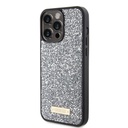 Apple iPhone 15 Pro Max Uyumlu Kılıf Guess Orjinal Lisanslı Taşlı Arka Yüzey Metal Yazı Logolu Kapak