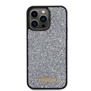 Apple iPhone 15 Pro Max Uyumlu Kılıf Guess Orjinal Lisanslı Taşlı Arka Yüzey Metal Yazı Logolu Kapak