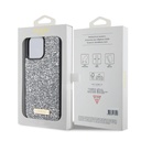 Apple iPhone 15 Pro Max Uyumlu Kılıf Guess Orjinal Lisanslı Taşlı Arka Yüzey Metal Yazı Logolu Kapak