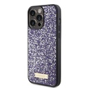 Apple iPhone 15 Pro Max Uyumlu Kılıf Guess Orjinal Lisanslı Taşlı Arka Yüzey Metal Yazı Logolu Kapak