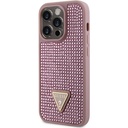 Apple iPhone 15 Pro Uyumlu Kılıf Guess Orjinal Lisanslı Taşlı Arka Yüzey Üçgen Logolu Kapak