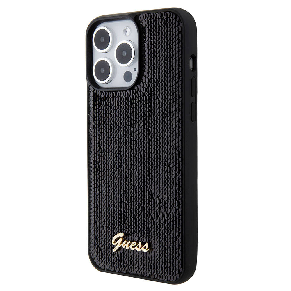 Apple iPhone 15 Pro Uyumlu Kılıf Guess Orjinal Lisanslı Pullu Arka Yüzey Metal Yazı Logolu Sequin Script Kapak - 8