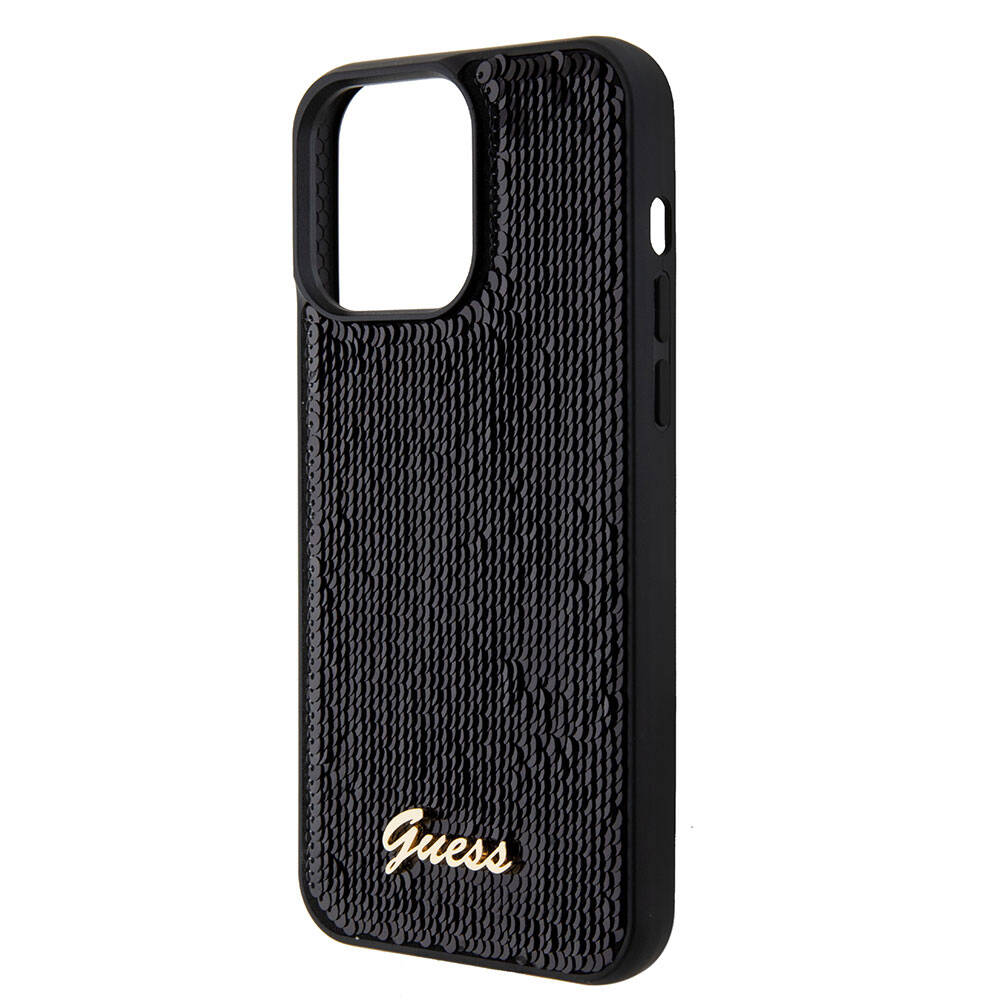Apple iPhone 15 Pro Uyumlu Kılıf Guess Orjinal Lisanslı Pullu Arka Yüzey Metal Yazı Logolu Sequin Script Kapak - 12
