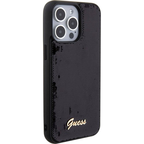 Apple iPhone 15 Pro Uyumlu Kılıf Guess Orjinal Lisanslı Pullu Arka Yüzey Metal Yazı Logolu Sequin Script Kapak
