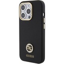 Apple iPhone 15 Pro Max Uyumlu Kılıf Guess Orjinal Lisanslı Yazı ve Taşlı 4G Logolu Metal Kamera Çerçeveli Silikon Kapak