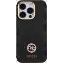 Apple iPhone 15 Pro Max Uyumlu Kılıf Guess Orjinal Lisanslı Yazı ve Taşlı 4G Logolu Metal Kamera Çerçeveli Silikon Kapak