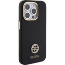 Apple iPhone 15 Pro Max Uyumlu Kılıf Guess Orjinal Lisanslı Yazı ve Taşlı 4G Logolu Metal Kamera Çerçeveli Silikon Kapak