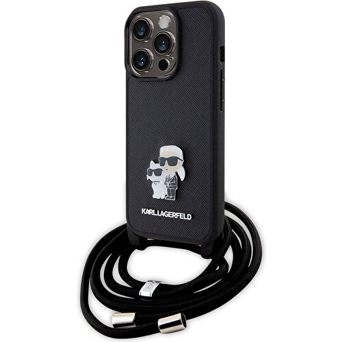 Apple iPhone 15 Pro Max Uyumlu Kılıf Karl Lagerfeld Askı İpli K&C Metal Logo Orjinal Lisanslı Kapak