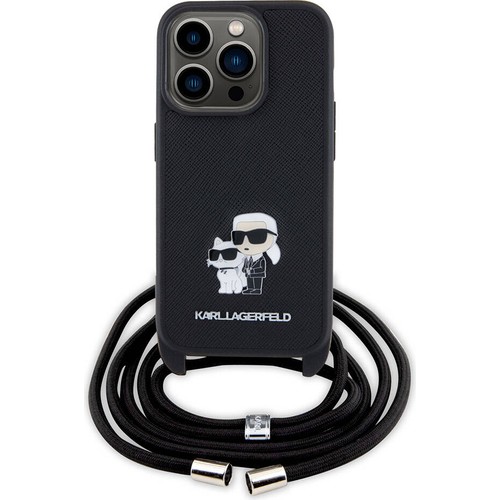 Apple iPhone 15 Pro Max Uyumlu Kılıf Karl Lagerfeld Askı İpli K&C Metal Logo Orjinal Lisanslı Kapak