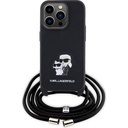 Apple iPhone 15 Pro Max Uyumlu Kılıf Karl Lagerfeld Askı İpli K&C Metal Logo Orjinal Lisanslı Kapak