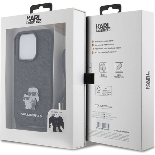 Apple iPhone 15 Pro Max Uyumlu Kılıf Karl Lagerfeld Askı İpli K&C Metal Logo Orjinal Lisanslı Kapak