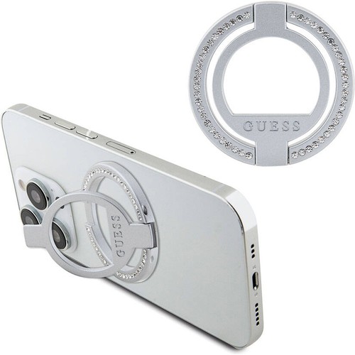 Guess Orjinal Lisanslı Magsafe Şarj Özellikli Yazı Logolu Taşlı Yüzüklü Magnetik Stand