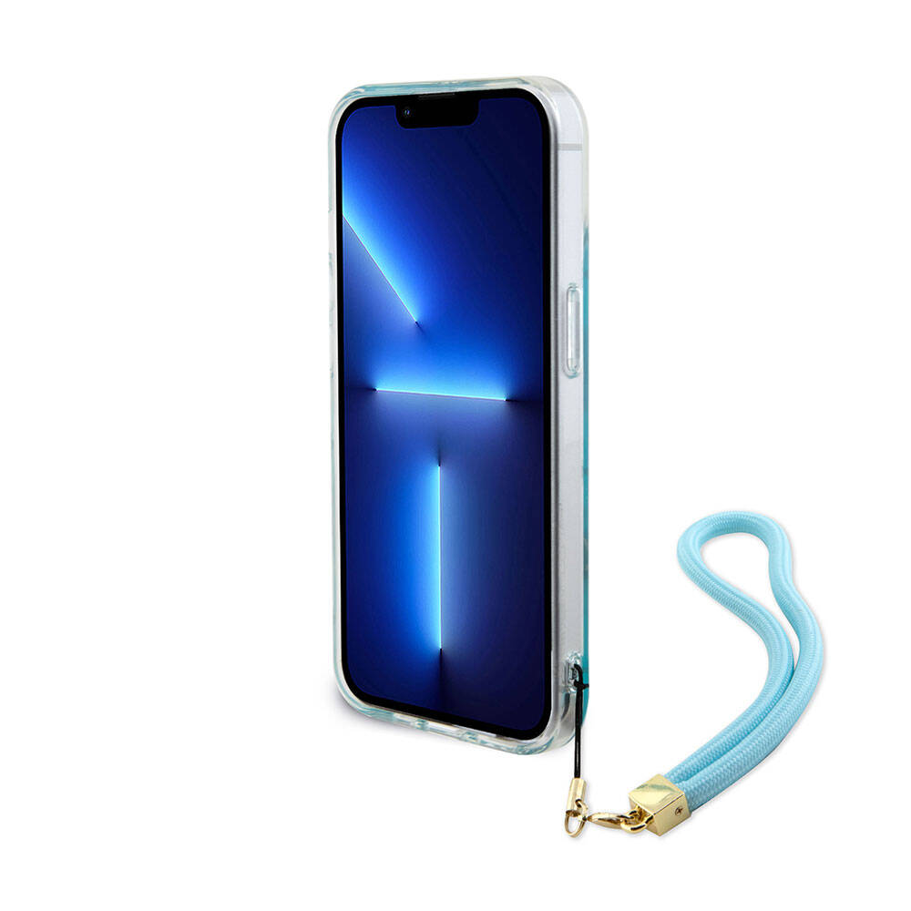 Apple iPhone 15 Uyumlu Kılıf Guess Orjinal Lisanslı Desenli Yazı Logolu Askı İpli Holografik Glitter Peony Kapak - 2