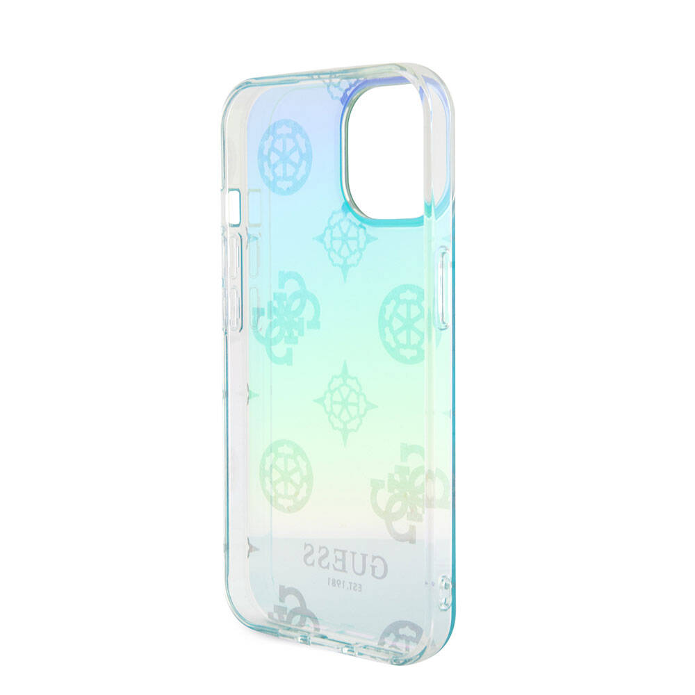 Apple iPhone 15 Uyumlu Kılıf Guess Orjinal Lisanslı Desenli Yazı Logolu Askı İpli Holografik Glitter Peony Kapak - 4