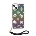 Apple iPhone 15 Uyumlu Kılıf Guess Orjinal Lisanslı Desenli Yazı Logolu Askı İpli Holografik Glitter Peony Kapak - 6