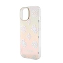 Apple iPhone 15 Uyumlu Kılıf Guess Orjinal Lisanslı Desenli Yazı Logolu Askı İpli Holografik Glitter Peony Kapak - 15