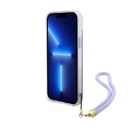 Apple iPhone 15 Uyumlu Kılıf Guess Orjinal Lisanslı Desenli Yazı Logolu Askı İpli Holografik Glitter Peony Kapak - 20