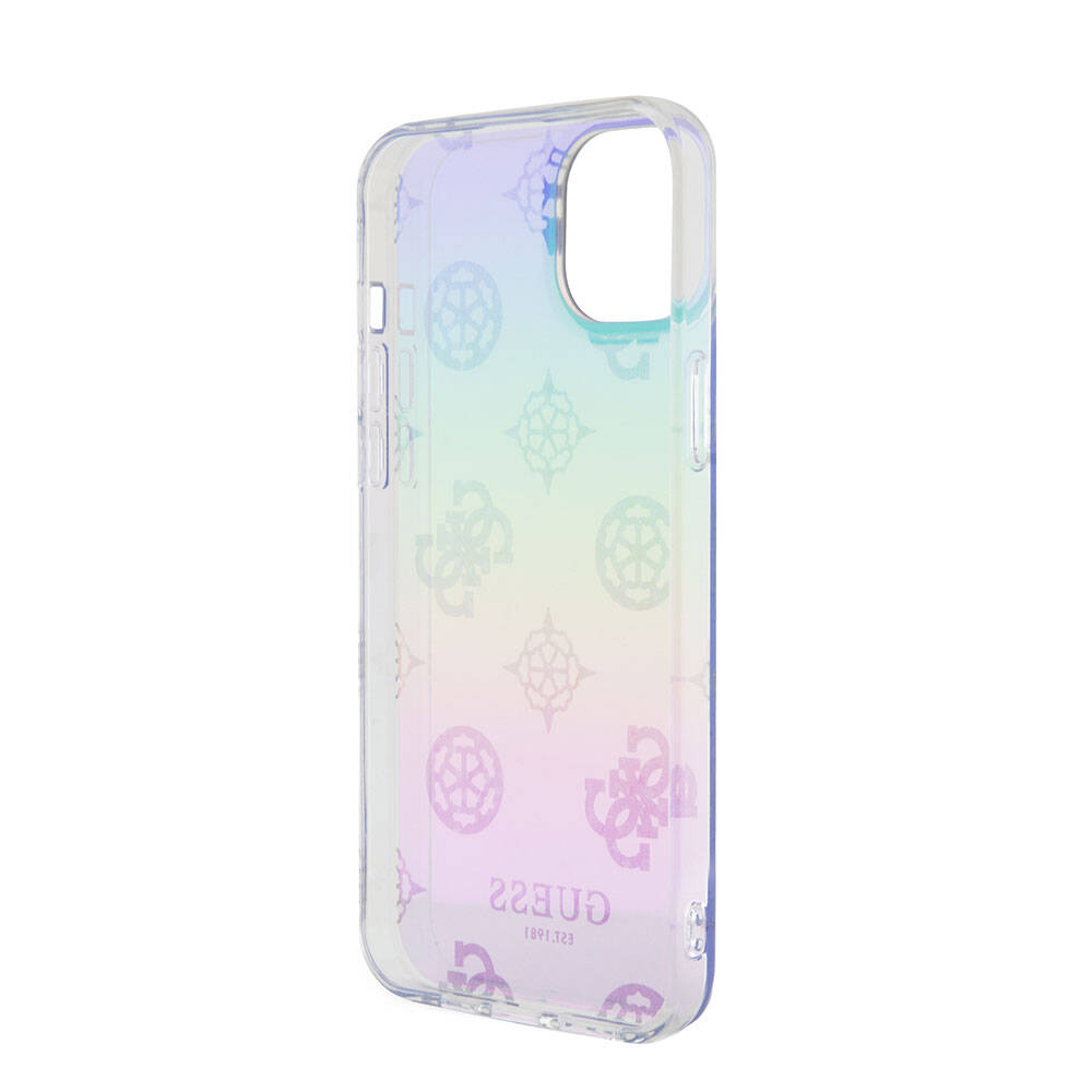 Apple iPhone 15 Plus Uyumlu Kılıf Guess Orjinal Lisanslı Desenli Yazı Logolu Askı İpli Holografik Glitter Peony Kapak - 4