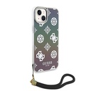 Apple iPhone 15 Plus Uyumlu Kılıf Guess Orjinal Lisanslı Desenli Yazı Logolu Askı İpli Holografik Glitter Peony Kapak - 19
