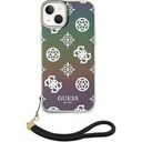 Apple iPhone 15 Plus Uyumlu Kılıf Guess Orjinal Lisanslı Desenli Yazı Logolu Askı İpli Holografik Glitter Peony Kapak