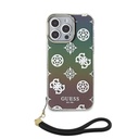 Apple iPhone 15 Pro Uyumlu Kılıf Guess Orjinal Lisanslı Desenli Yazı Logolu Askı İpli Holografik Glitter Peony Kapak - 6
