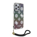 Apple iPhone 15 Pro Uyumlu Kılıf Guess Orjinal Lisanslı Desenli Yazı Logolu Askı İpli Holografik Glitter Peony Kapak - 7