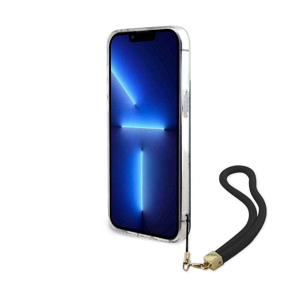 Apple iPhone 15 Pro Uyumlu Kılıf Guess Orjinal Lisanslı Desenli Yazı Logolu Askı İpli Holografik Glitter Peony Kapak - 8