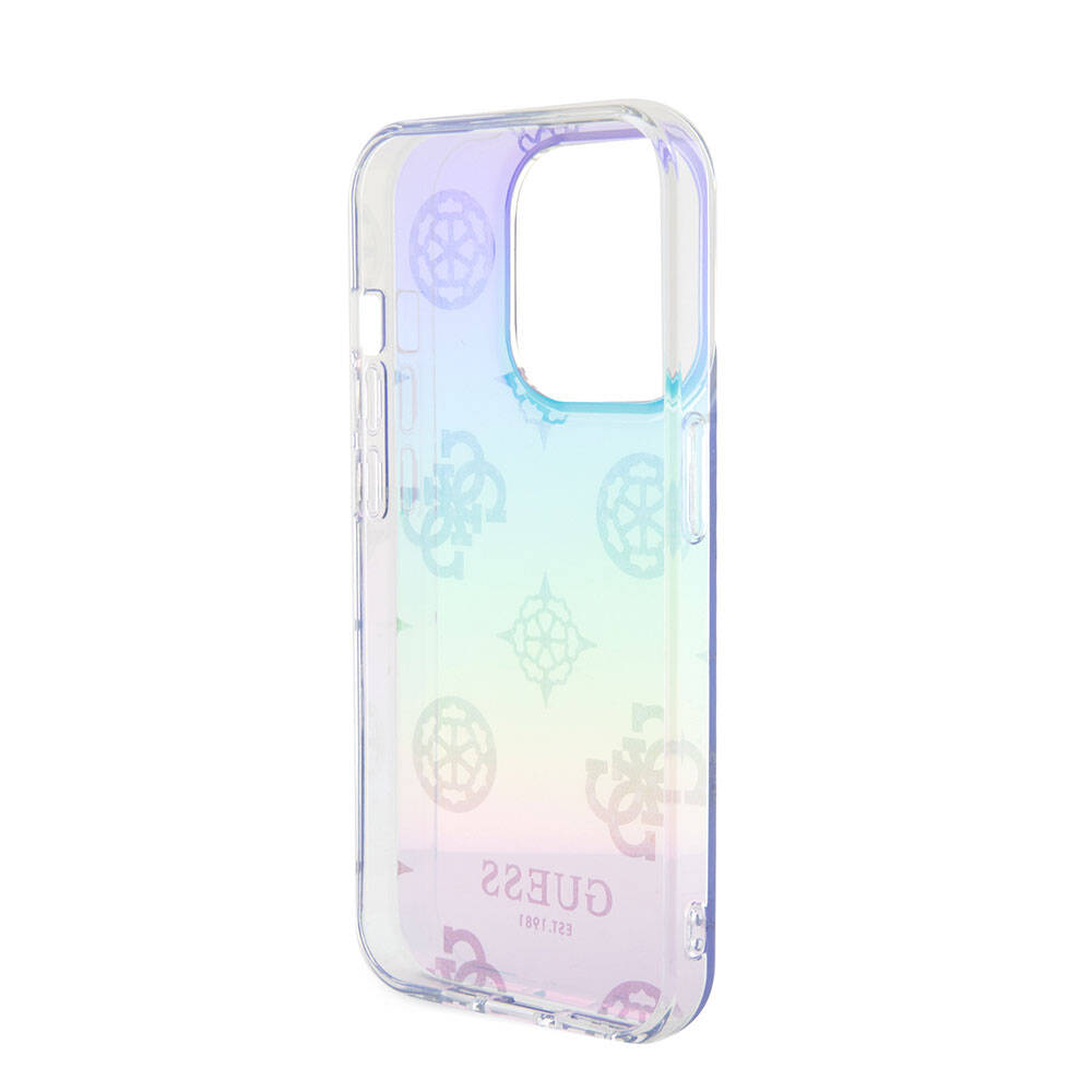 Apple iPhone 15 Pro Uyumlu Kılıf Guess Orjinal Lisanslı Desenli Yazı Logolu Askı İpli Holografik Glitter Peony Kapak - 16